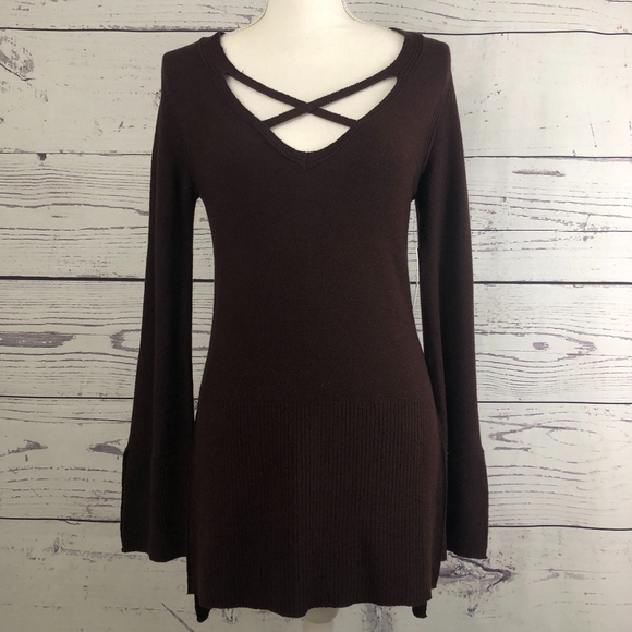 Free People Sweaters - FREE PEOPLE Criss Cross V-Neck Tunic Sweater XS